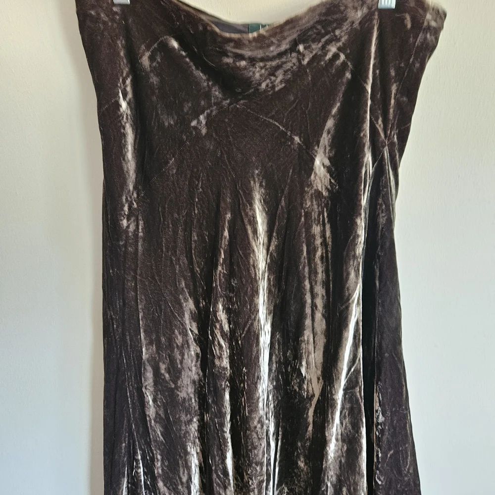 Lauren Ralph Lauren Brown Velvet Midi Skirt - Picture 2 of 6
